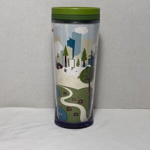 Starbucks Spring 2009 Tree Park Travel 16 oz Plastic Insulated Tumbler Twist Top